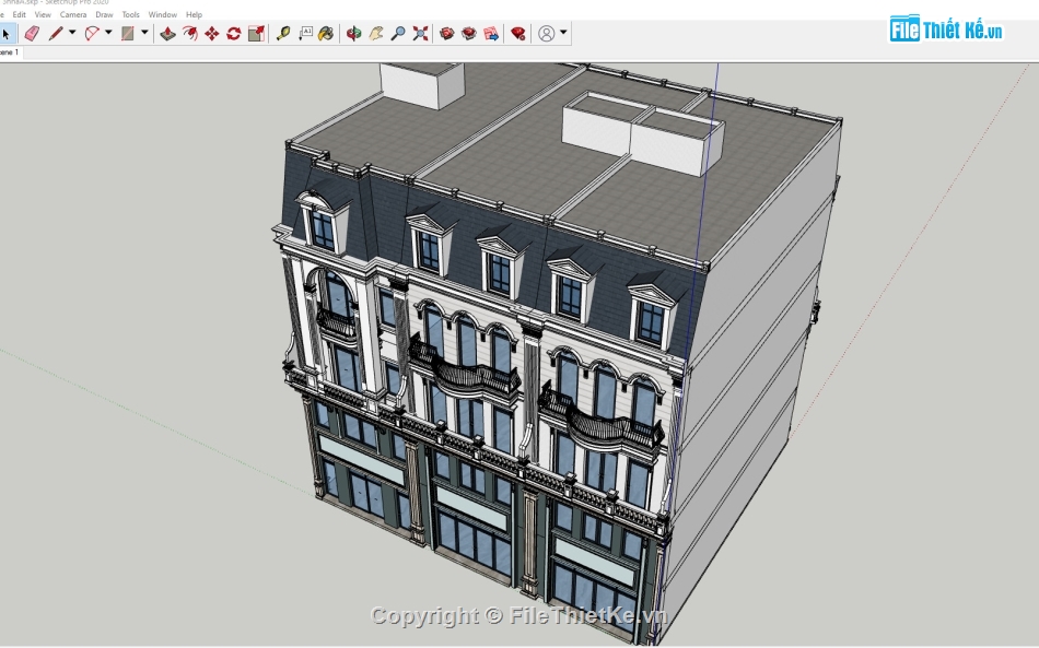 nhà phố 5 tầng hiện đại,mẫu nhà phố 5 tầng,file su nhà phố 5 tầng,model 3d nhà phố