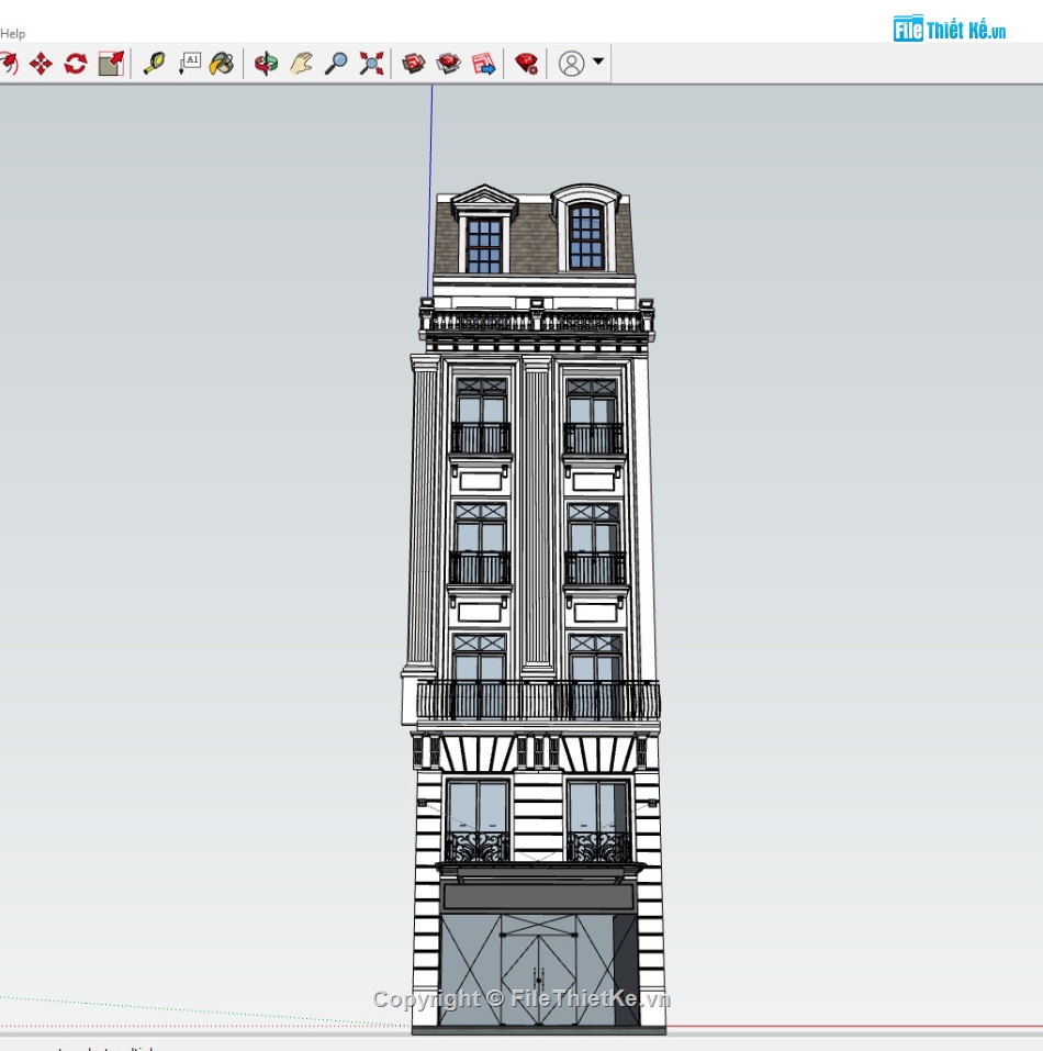 nhà phố 7 tầng,file su nhà phố,file sketchup nhà phố 7 tầng,file sketchup nhà phố