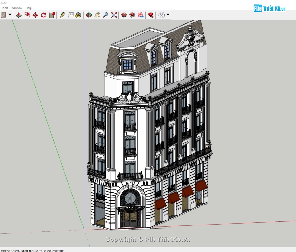 nhà phố 7 tầng,file su nhà phố,file sketchup nhà phố 7 tầng,file sketchup nhà phố