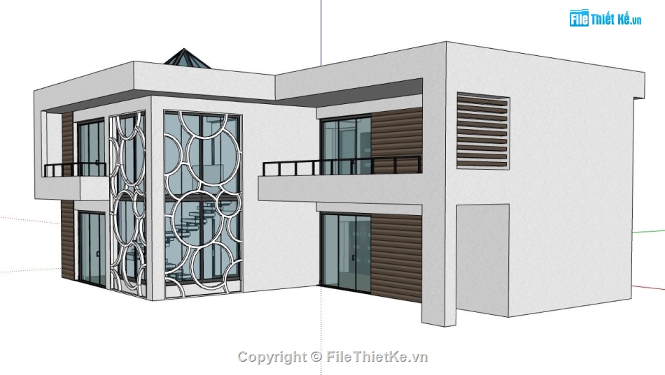 biệt thự 2 tầng,thiết kế biệt thự 2 tầng,biệt thự sketchup