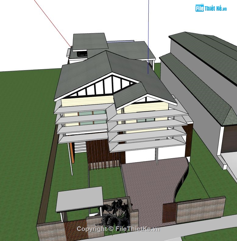 Biệt thự 3 tầng hiện đại,Model su biệt thự 3 tầng,biệt thự 3 tầng file sketchup,File sketchup biệt thự 3 tầng,biệt thự 3 tầng