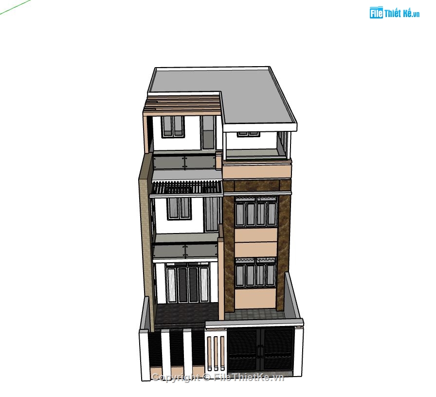 biệt thự 3 tầng,model sketchup biệt thự mái bằng,thiết kế biệt thự,biệt thự 3 tầng hiện đại,mẫu sketchup biệt thự 3 tầng