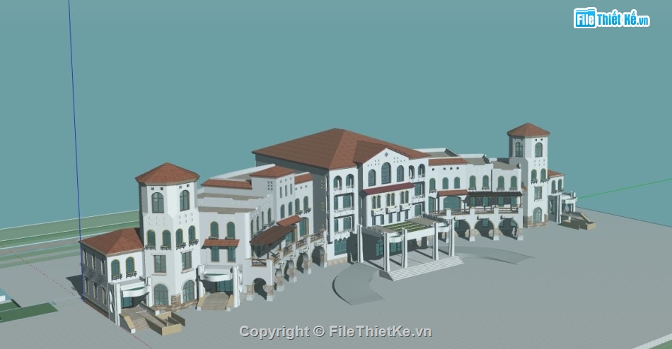 Model sketchup biệt thự,model sketchup biệt thự,file sketchup biệt thự 3 tầng