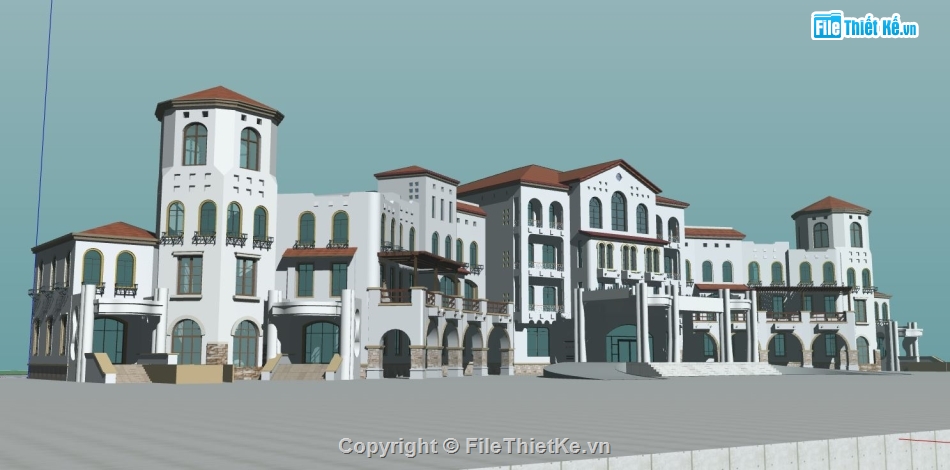 Model sketchup biệt thự,model sketchup biệt thự,file sketchup biệt thự 3 tầng