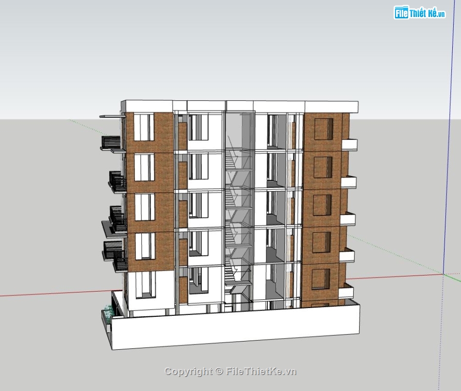 thiết kế chung cư,chung cư 6 tầng,file sketchup chung cư,chung cư mini 3d sketchup,phối cảnh chung cư mini