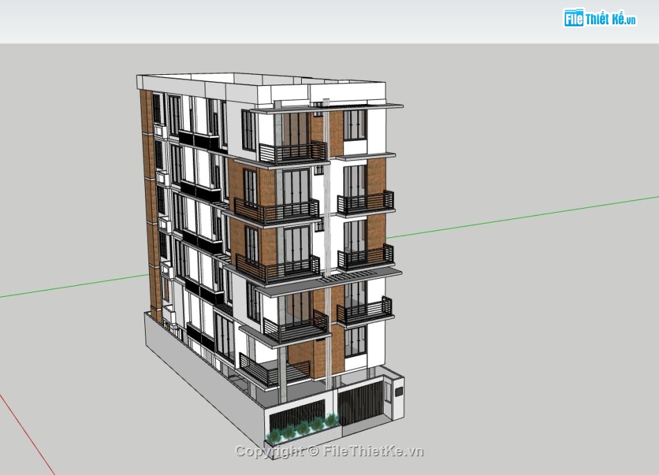 thiết kế chung cư,chung cư 6 tầng,file sketchup chung cư,chung cư mini 3d sketchup,phối cảnh chung cư mini