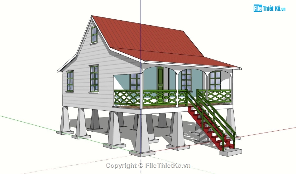 mẫu nhà cấp 4,thiết kế nhà cấp 4,nhà cấp 4 sketchup