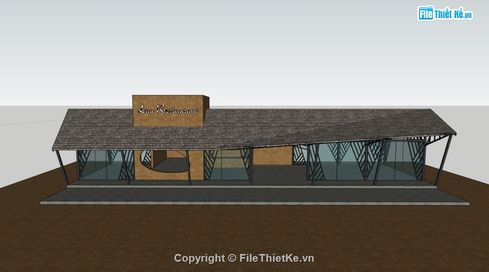 sketchup thiết kế nhà hàng,nhà hàng,file su nhà hàng,nhà hàng sketchup