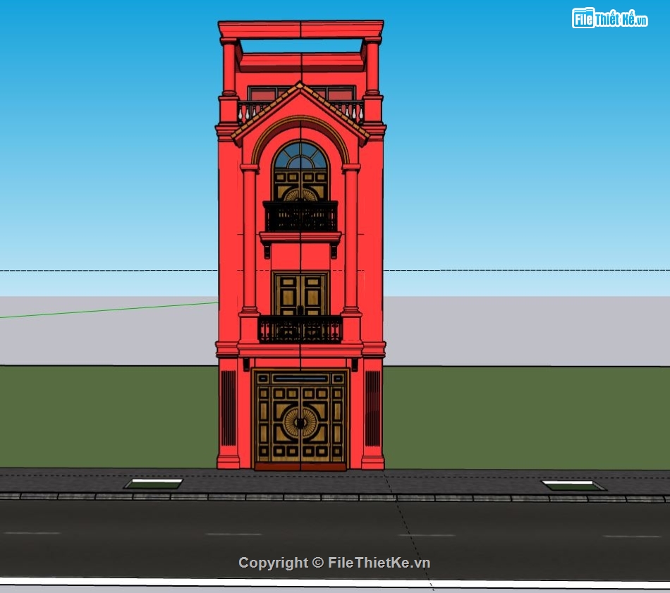 nhà phố 4 tầng,file su nhà phố 3 tầng,mẫu sketchup nhà phố 3 tầng,phối cảnh nhà phố 3 tầng,su nhà phố 3 tầng 1 tum