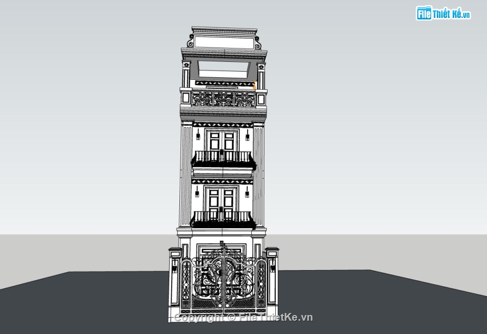 nhà 4 tầng,nhà phố tân cổ điển,model su nhà 4 tầng,mẫu nhà phố 4 tầng