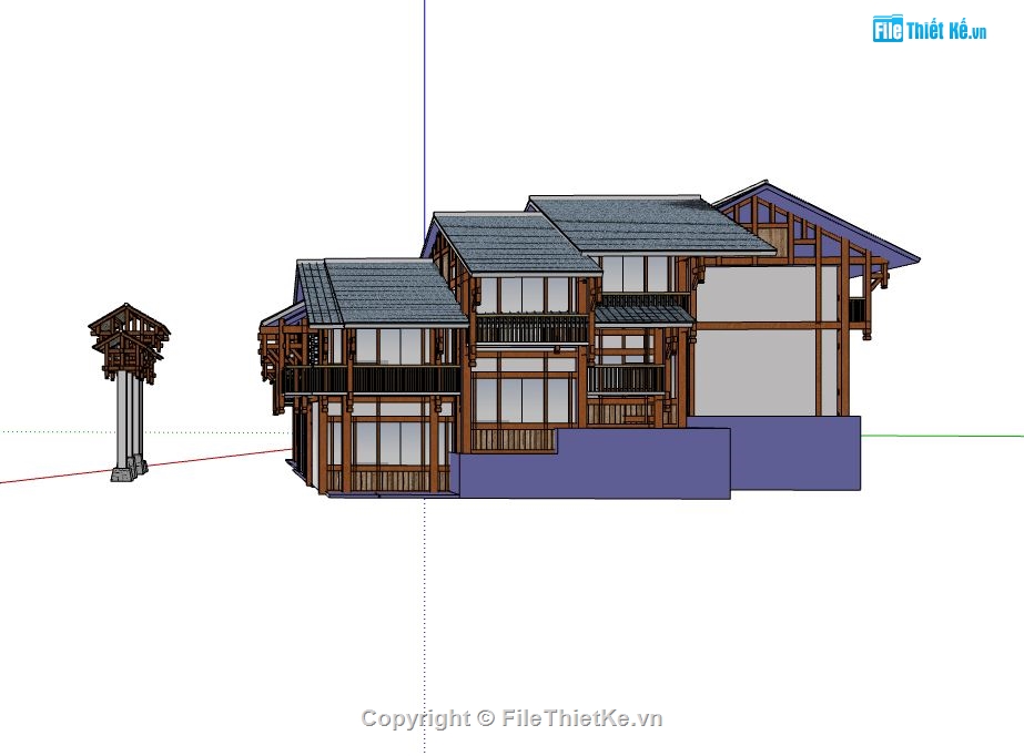 thiết kế nhà trung hoa,file sketchup nhà trung hoa,model sketchup nhà trung hoa