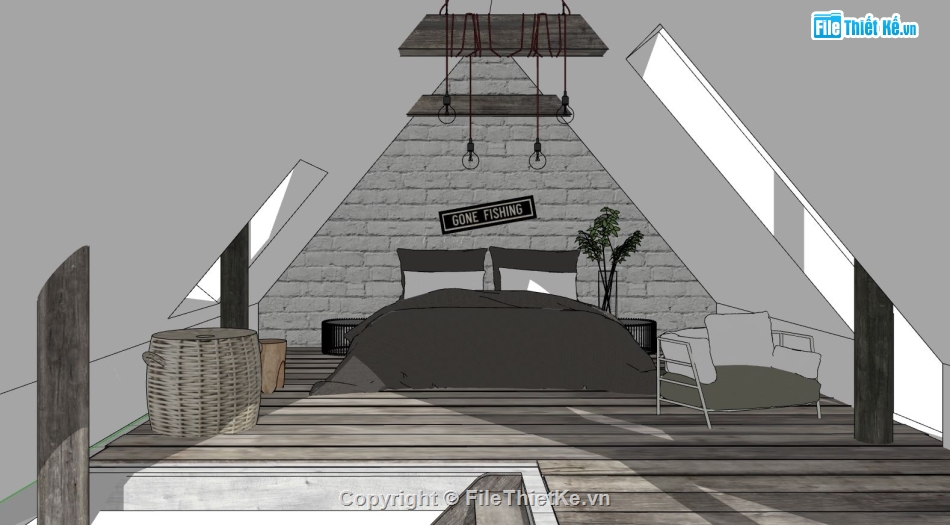 thiết kế phòng ngủ đẹp,Model phòng ngủ,sketchup nội thất,phòng ngủ sketchup đẹp