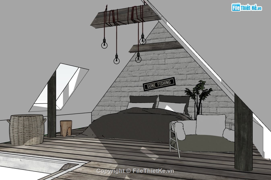 thiết kế phòng ngủ đẹp,Model phòng ngủ,sketchup nội thất,phòng ngủ sketchup đẹp