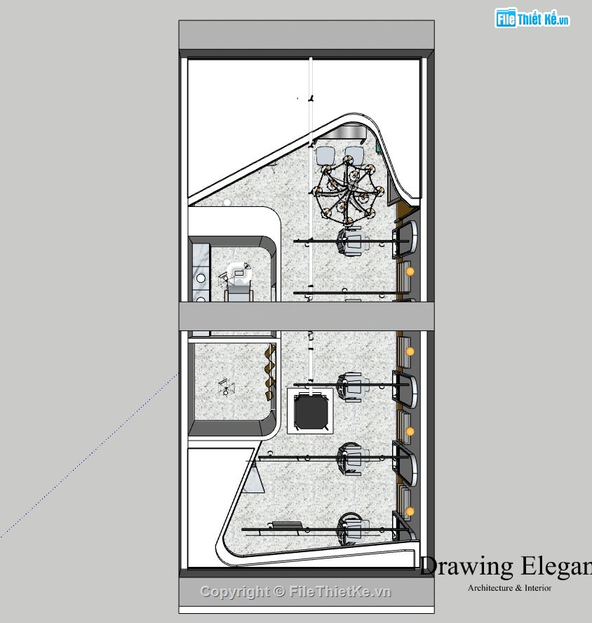 sketchup nội thất,sketchup nội thất quán cắt tóc,su nội thất quán cắt tóc