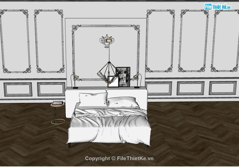 3d sketchup phòng ngủ,thiết kế phòng ngủ đẹp,Model phòng ngủ