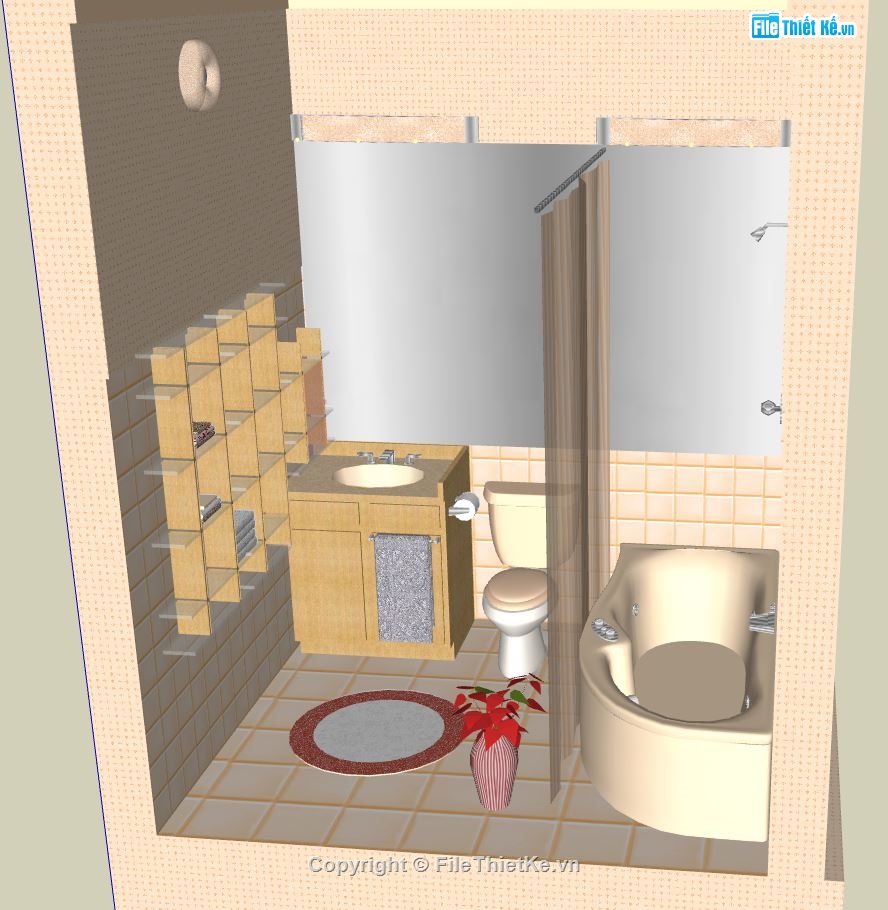 phòng tắm,phòng tắm sketchup,model su phòng tắm