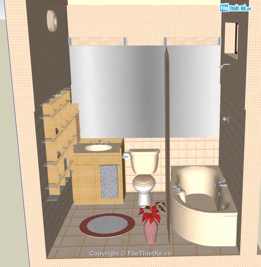 phòng tắm,phòng tắm sketchup,model su phòng tắm