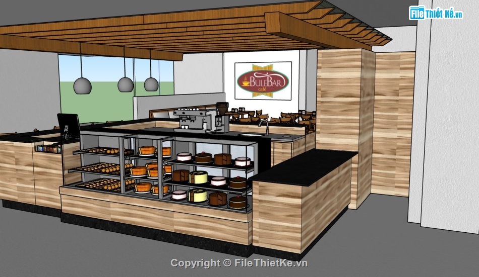 Model sketchup quán,quán bán bánh mì,file su quán bánh,mẫu sketchup quán bán bánh