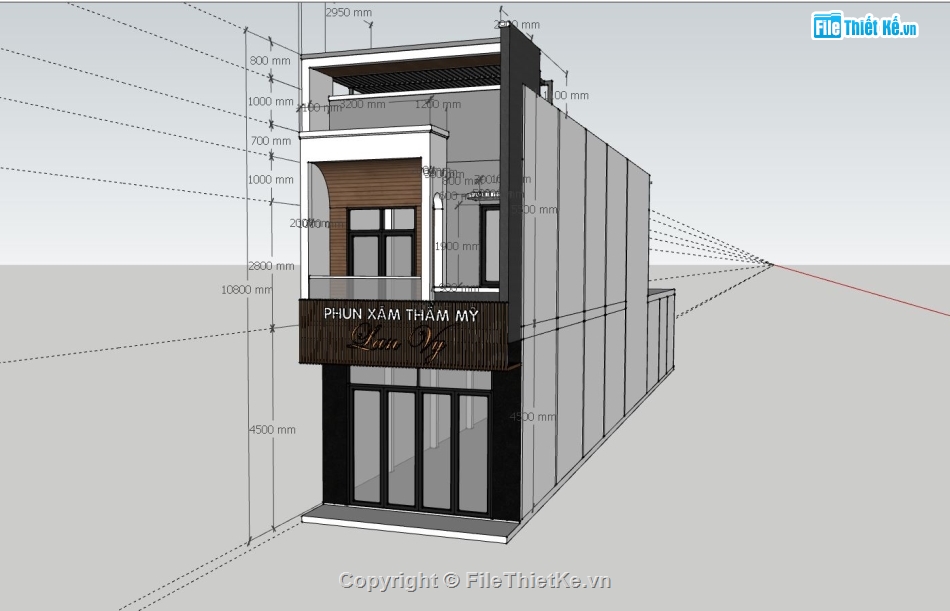 thẩm mỹ viện,model su thẩm mỹ viện,sketchup nhà 2 tầng