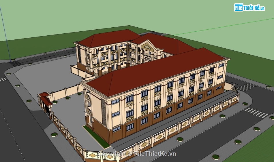 thiết kế trường tiểu học,dựng 3d su trường học,mẫu sketchup trường học,trường tiểu học cơ sở