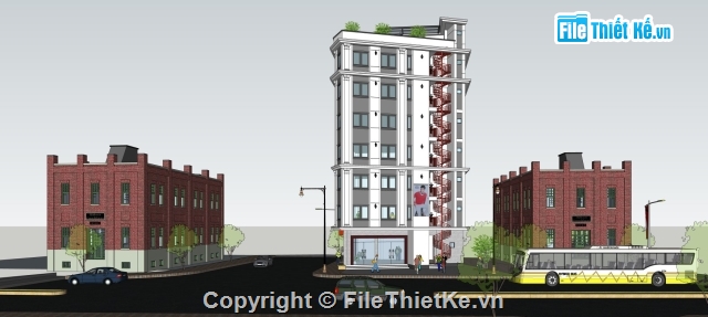 bản vẽ sketchup văn phòng,bản vẽ chung cư,tòa nhà văn phòng,nhà văn phòng,sketchup tòa nhà cao tầng