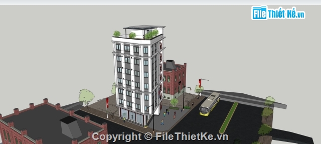 bản vẽ sketchup văn phòng,bản vẽ chung cư,tòa nhà văn phòng,nhà văn phòng,sketchup tòa nhà cao tầng