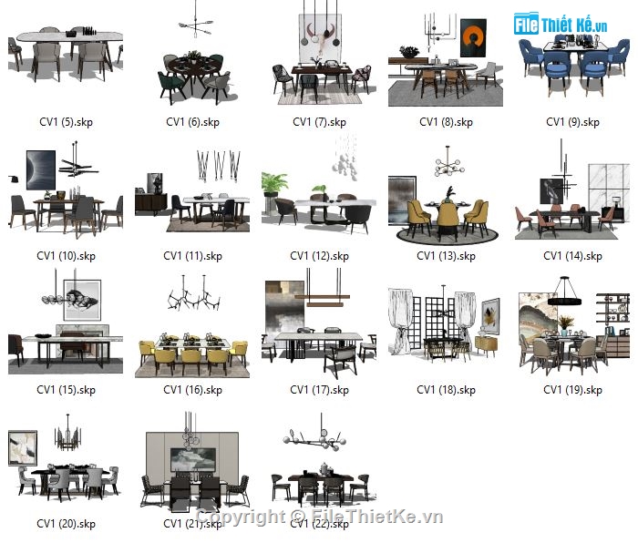 sketchup bàn ghế,mẫu bàn ghế,file su bàn ăn hiện đại