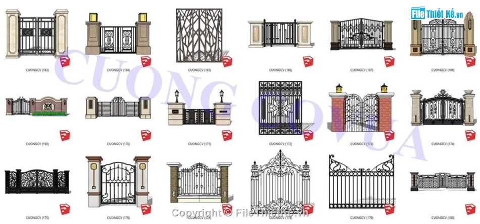 Sketchup mẫu cổng,tổng hợp các mẫu,mẫu cổng