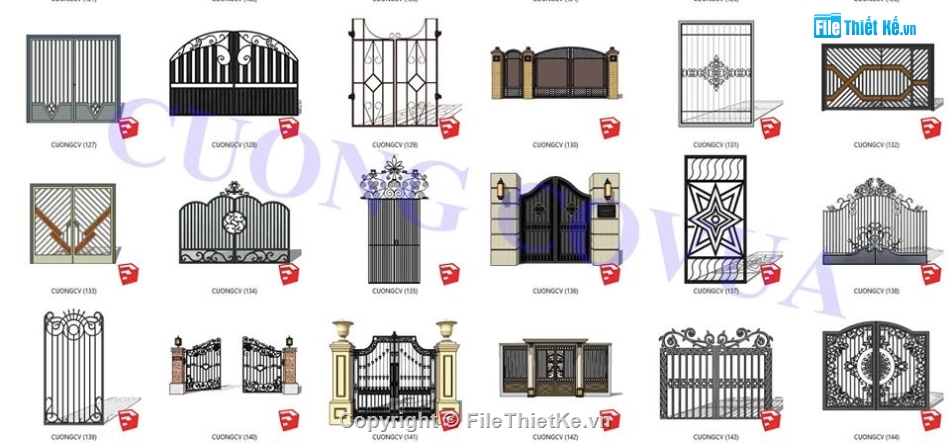 Sketchup mẫu cổng,tổng hợp các mẫu,mẫu cổng