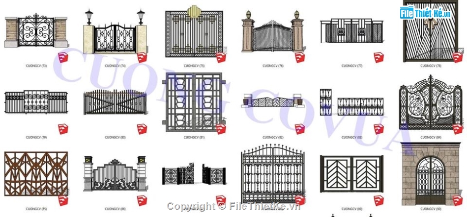 Sketchup mẫu cổng,tổng hợp các mẫu,mẫu cổng