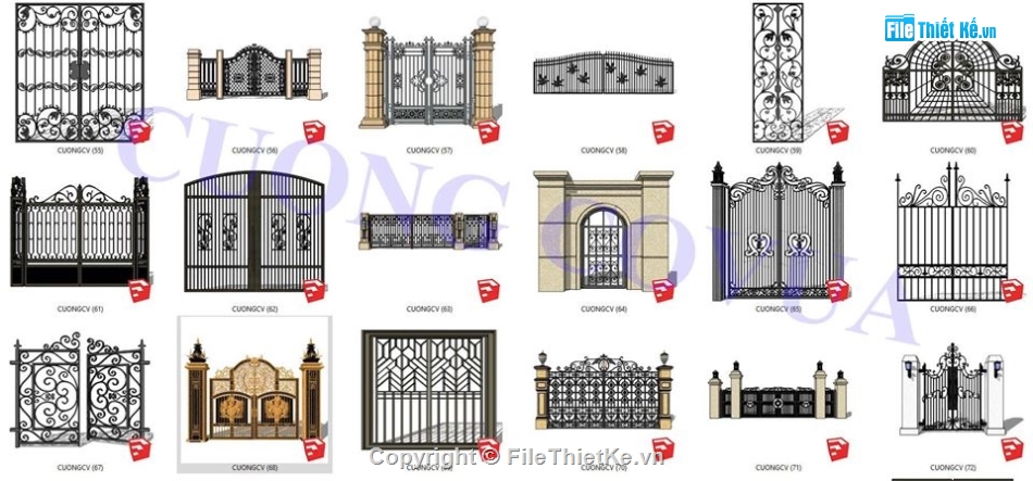 Sketchup mẫu cổng,tổng hợp các mẫu,mẫu cổng