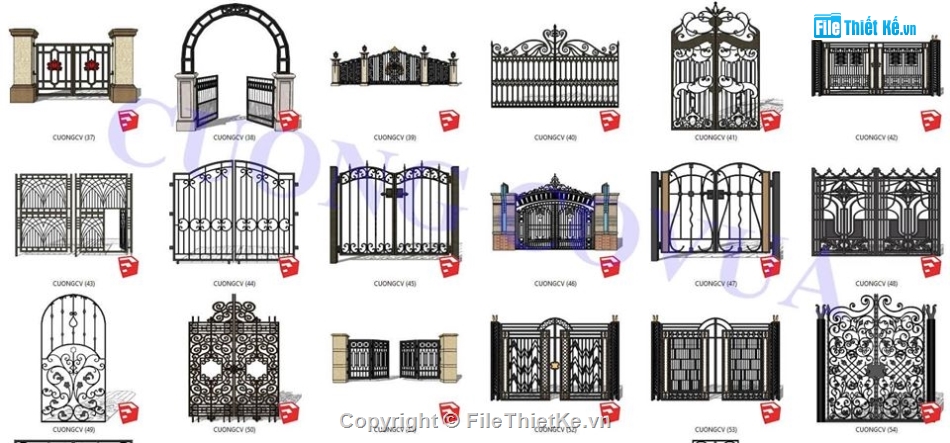 Sketchup mẫu cổng,tổng hợp các mẫu,mẫu cổng
