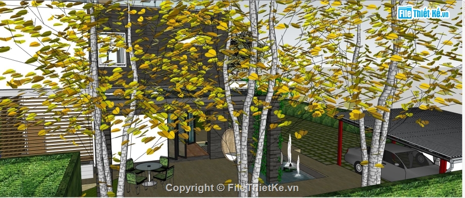 sketchup villa 2 tầng,villa 2 tầng,file su villa 2 tầng,thư viện sketchup villa