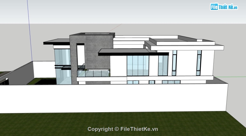 villa 2 tầng,model sketchup villa 2 tầng,mẫu biệt thự 2 tầng đẹp,file sketchup villa 2 tầng