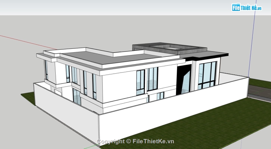 villa 2 tầng,model sketchup villa 2 tầng,mẫu biệt thự 2 tầng đẹp,file sketchup villa 2 tầng