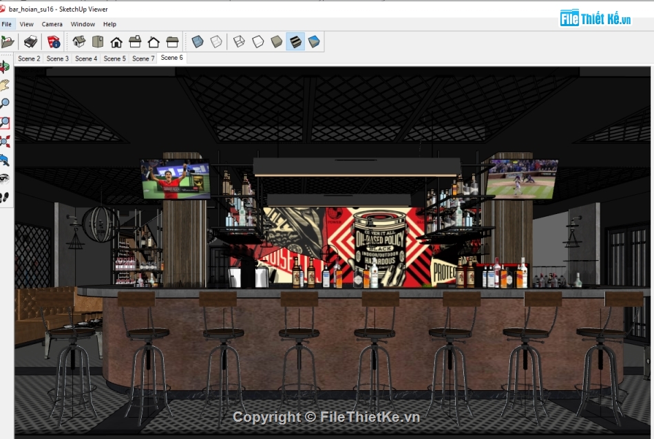 sketchup nội thất,Model quán bar,cad nội thất quán bar,nội thất quán cafe,Model sketchup quán Cafe