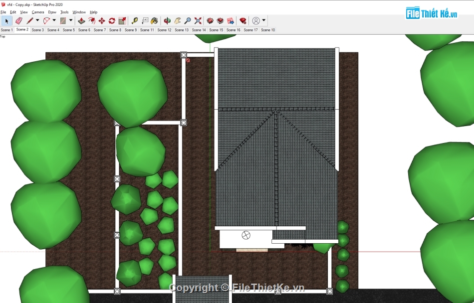 biệt thự 1 tầng sketchup,Su biệt thự hiện đại,su biệt thự vườn,Mẫu biệt thự vườn