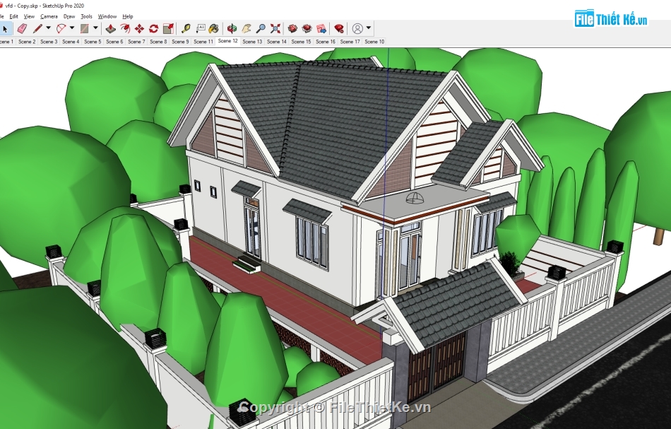 biệt thự 1 tầng sketchup,Su biệt thự hiện đại,su biệt thự vườn,Mẫu biệt thự vườn