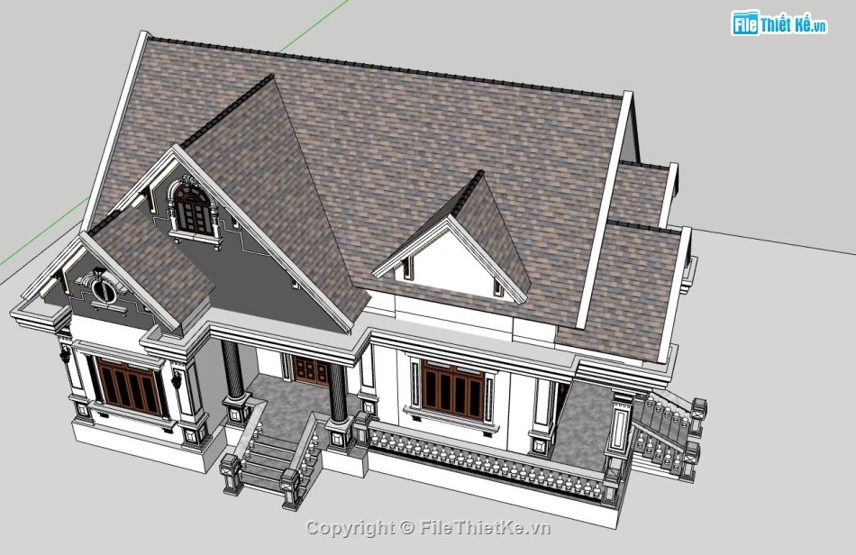 biệt thự 1 tầng,model su biệt thự 1 tầng,file sketchup biệt thự 1 tầng