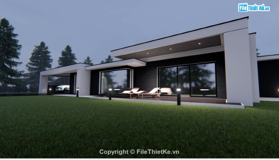 Biệt thự 1 tầng,model su biệt thự 1 tầng,biệt thự 1 tầng file su,sketchup biệt thự 1 tầng