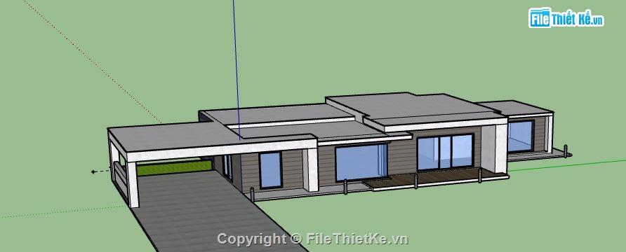 Biệt thự 1 tầng,model su biệt thự 1 tầng,biệt thự 1 tầng file su,sketchup biệt thự 1 tầng