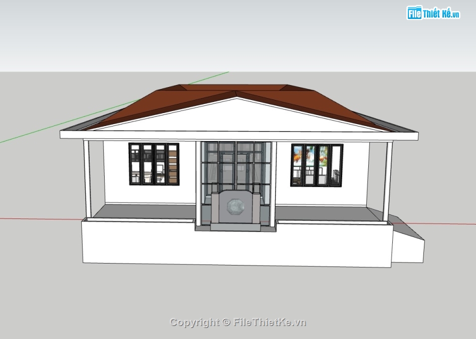 su biệt thự,sketchup biệt thự,su biệt thự 1 tầng,sketchup biệt thự 1 tầng