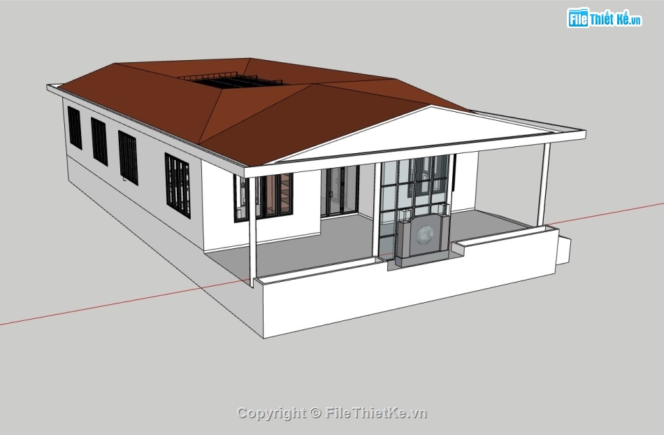 su biệt thự,sketchup biệt thự,su biệt thự 1 tầng,sketchup biệt thự 1 tầng