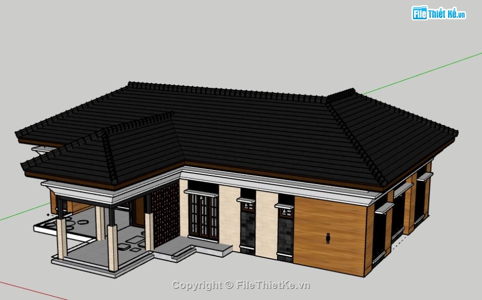 biệt thự 1 tầng,biệt thự sketchup,model su biệt thự 1 tầng,biệt thự 1 tầng file su,sketchup biệt thự 1 tầng