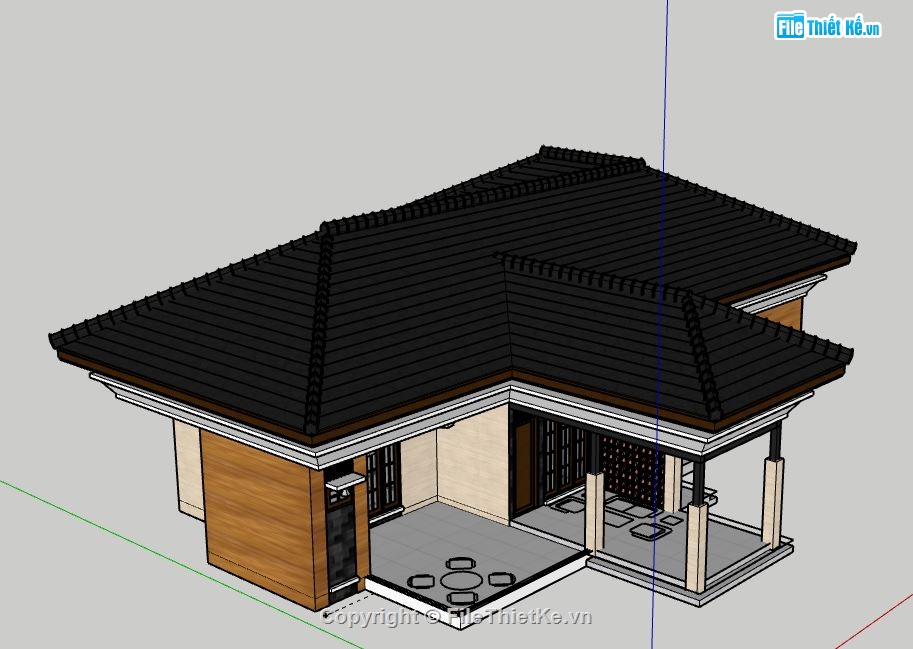 biệt thự 1 tầng,biệt thự sketchup,model su biệt thự 1 tầng,biệt thự 1 tầng file su,sketchup biệt thự 1 tầng