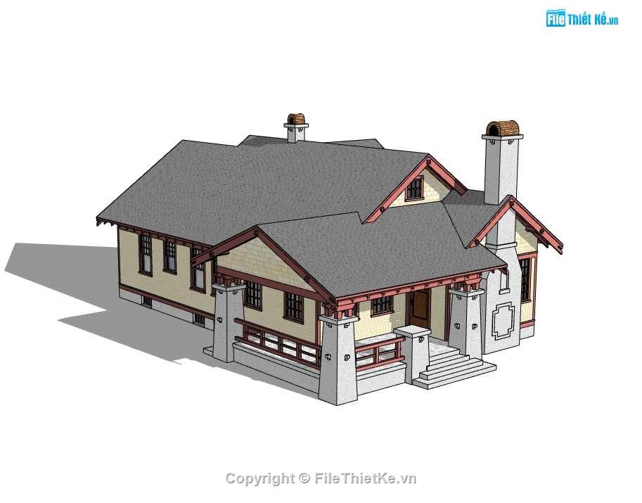 biệt thự 1 tầng su,su biệt thự,sketchup biệt thự,biệt thự 1 tầng