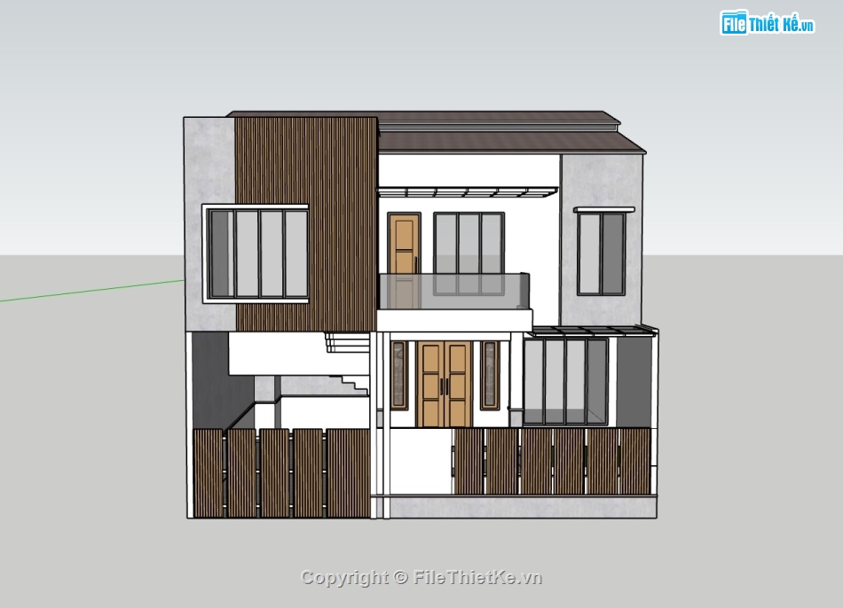 biệt thự 2 tầng,su biệt thự,sketchup biệt thự 2 tầng