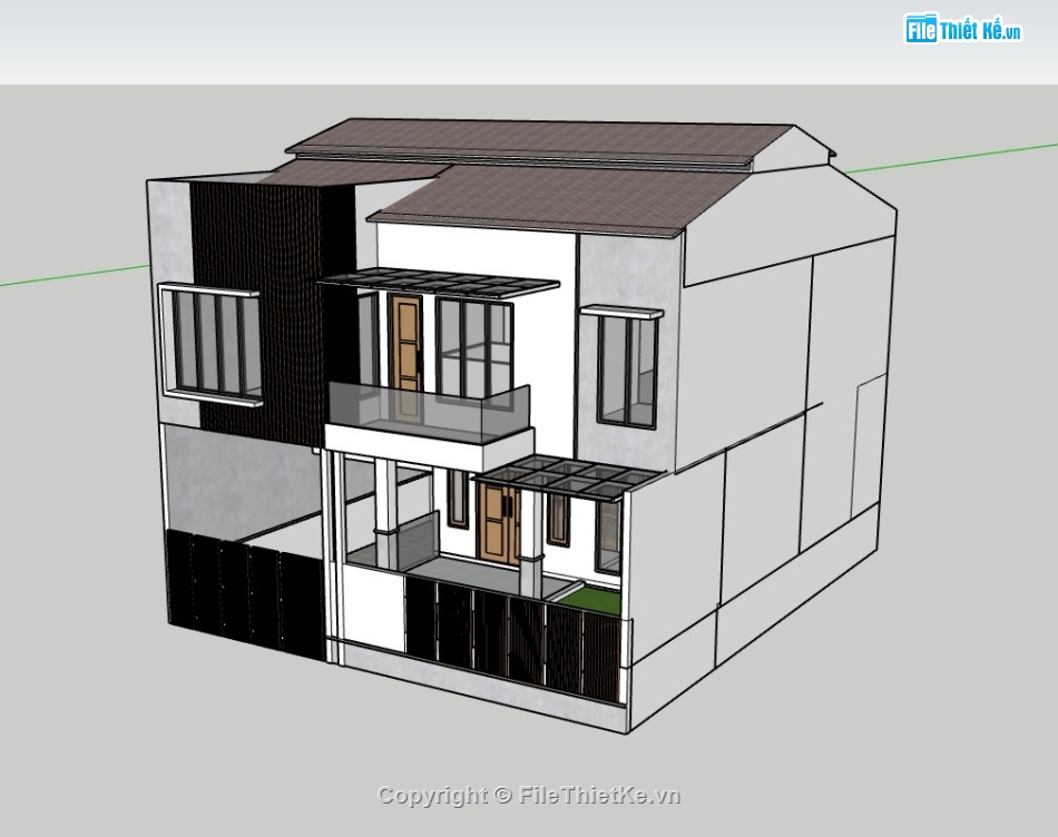 biệt thự 2 tầng,su biệt thự,sketchup biệt thự 2 tầng