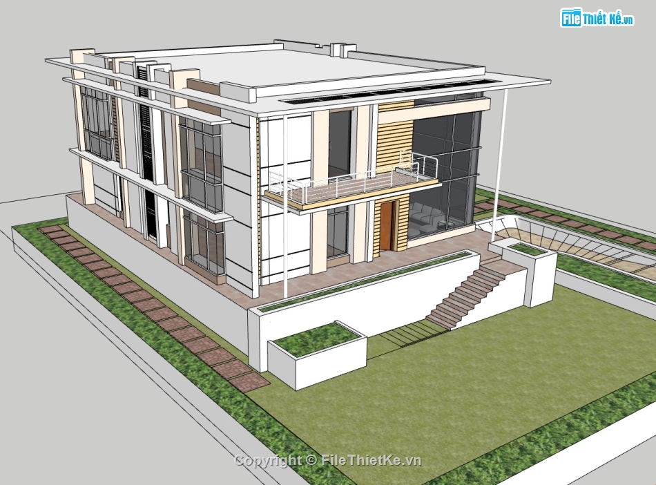 su biệt thự,biệt thự 2 tầng,sketchup biệt thự,su biệt thự 2 tầng