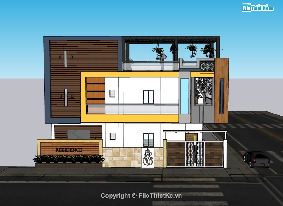 biệt thự 2 tầng,su biệt thự,sketchup biệt thự 2 tầng
